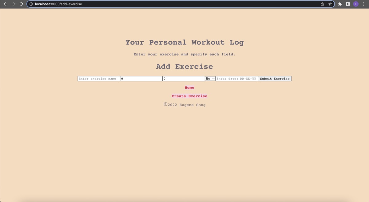 Exercise Tracker screenshot