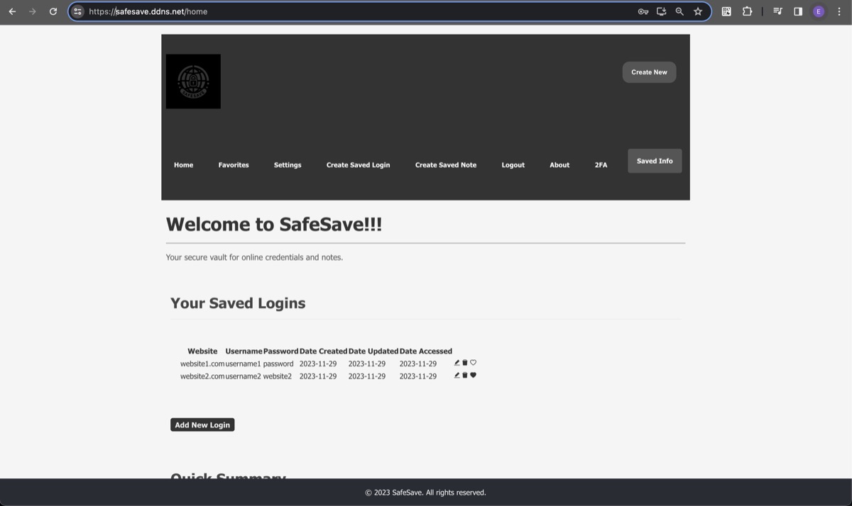 SafeSave screenshot